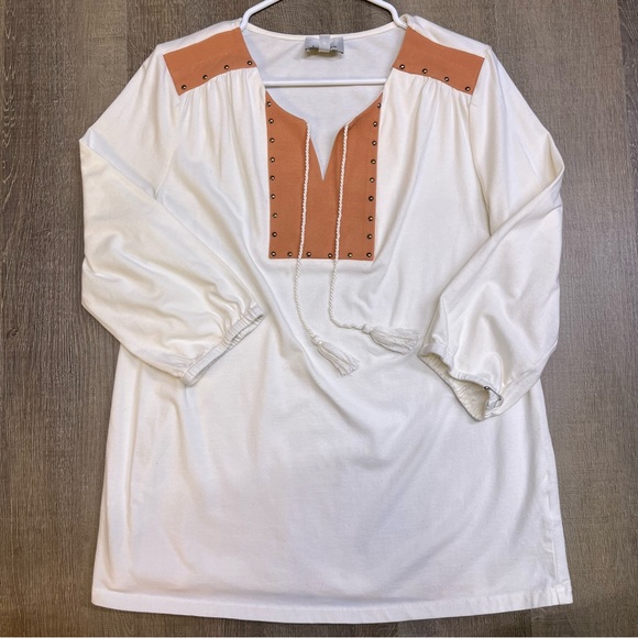 Haute Hippie Tops - Haute Hippie White and Orange Tunic Top